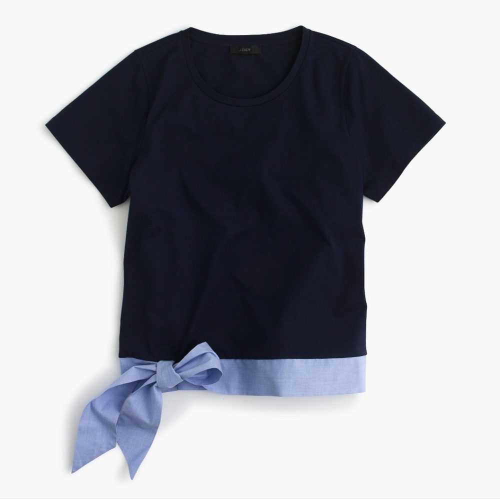 J Crew Navy Blue Side Tie T-Shirt - Picture 2 of 7